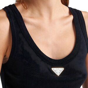 Prada Black Women's Ribbed Knit Jersey Tank Top